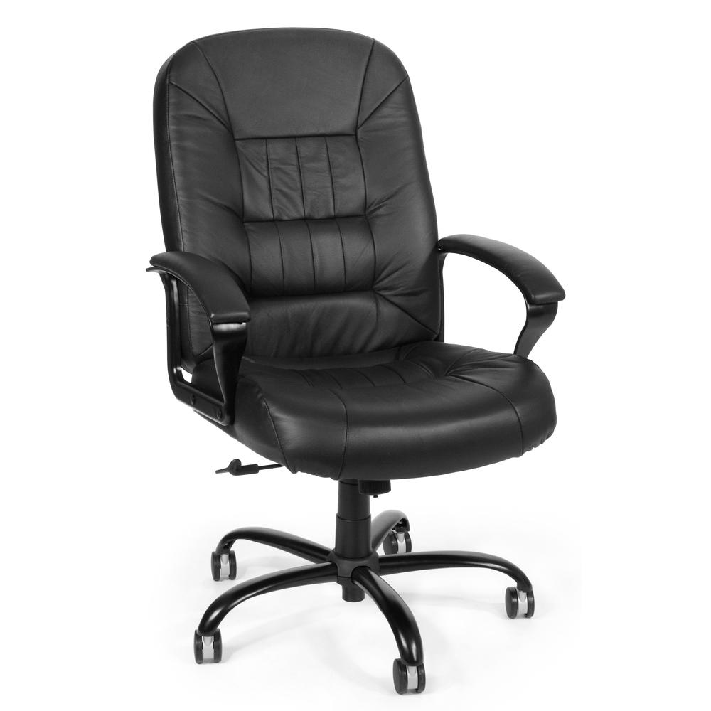 OFM Model 800-L Leather Big and Tall Executive Office Chair, Black. Picture 1