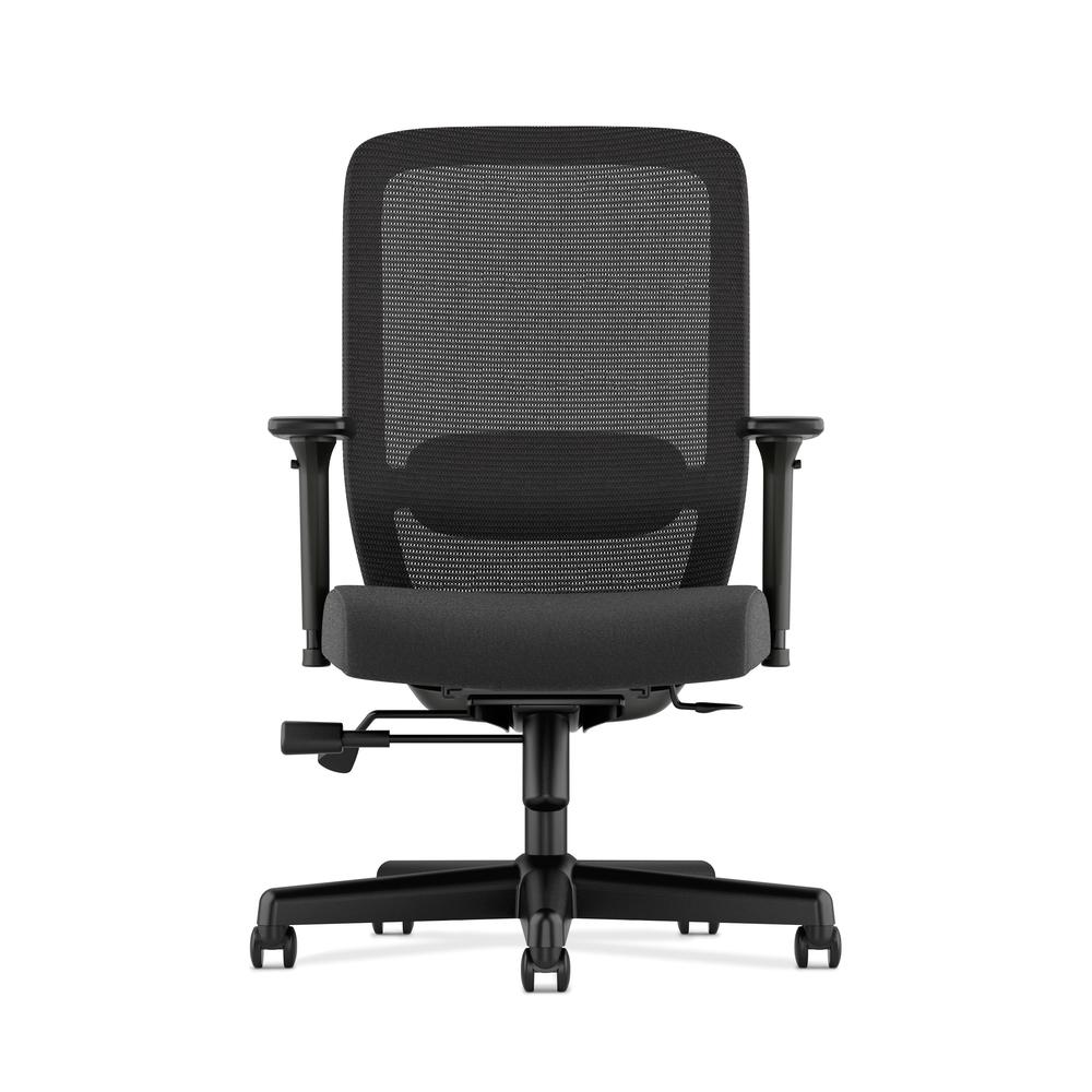 HVL721 Mesh High-Back Task Chair | Synchro-Tilt, Lumbar, Seat Glide | 2-Way Arms | Black Fabric. Picture 2