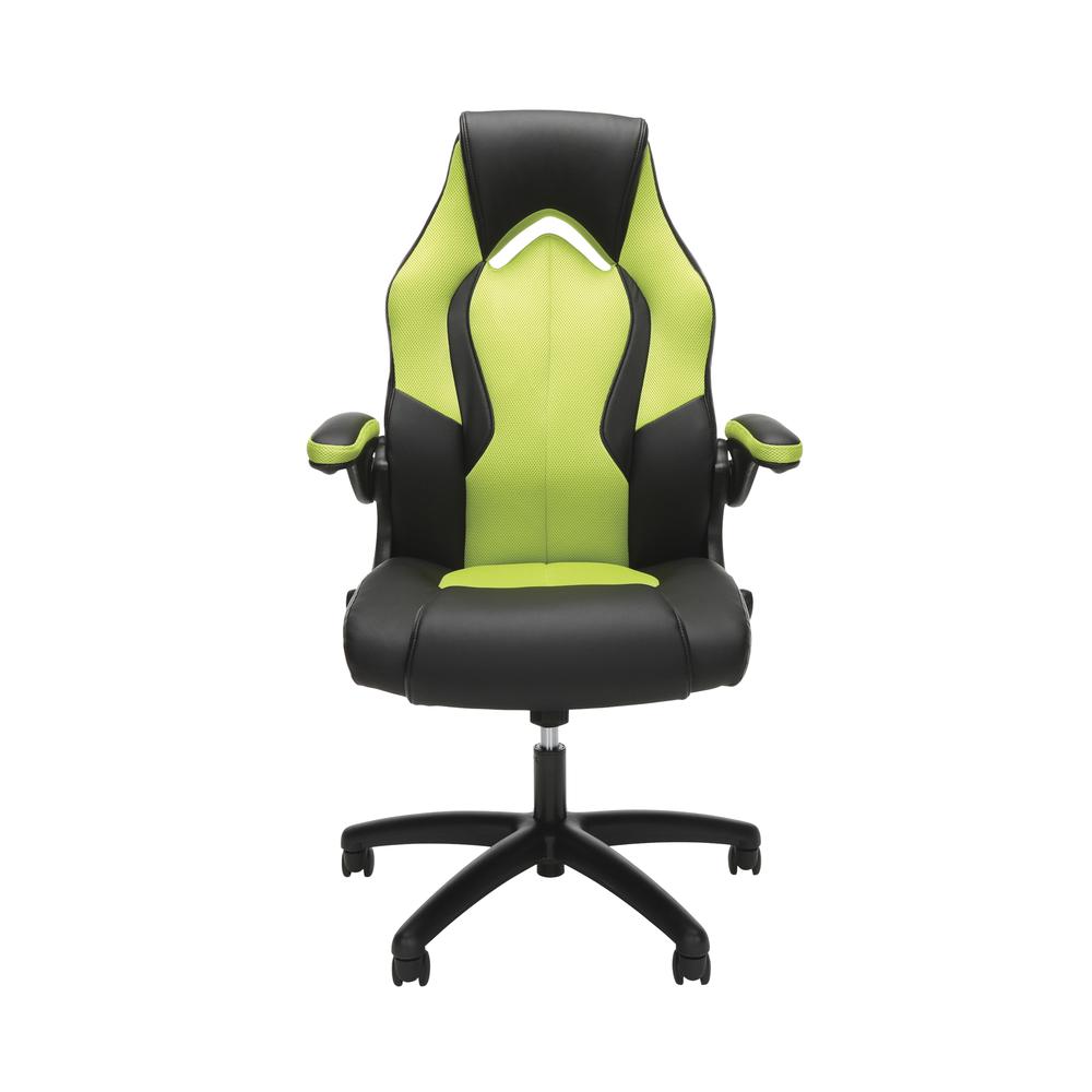 OFM Essentials Collection High-Back Racing Style Bonded Leather Gaming Chair, in Green (ESS-3086-GRN). Picture 2