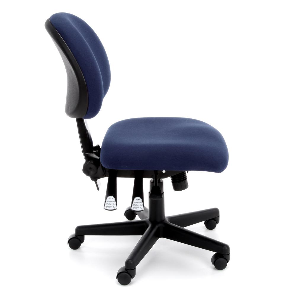OFM Model 241 24 Hour Ergonomic Upholstered Armless Task Chair, Blue. Picture 4