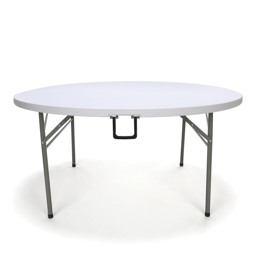 Essentials by OFM ESS-5060RF 60" Round Center-Folding Utility Table, White. Picture 2