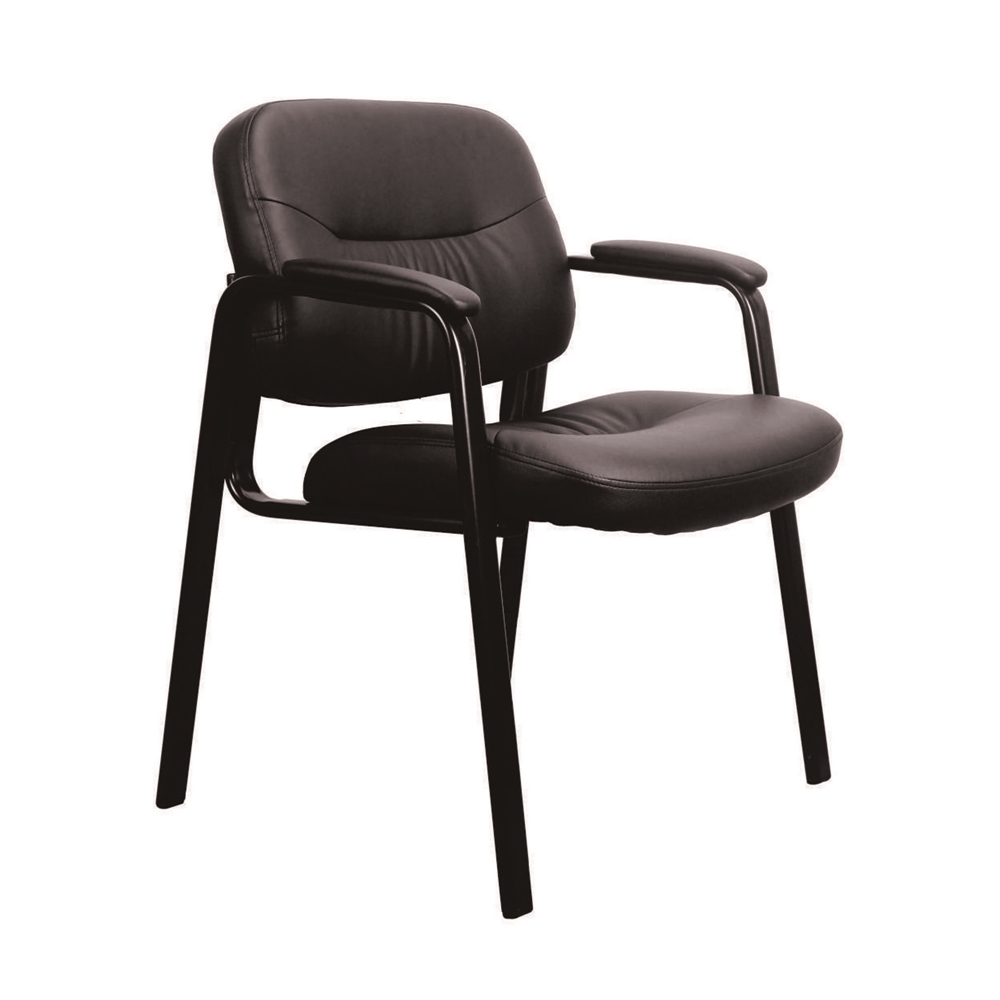 Leather Executive Side Chair with Padded Arms, Black