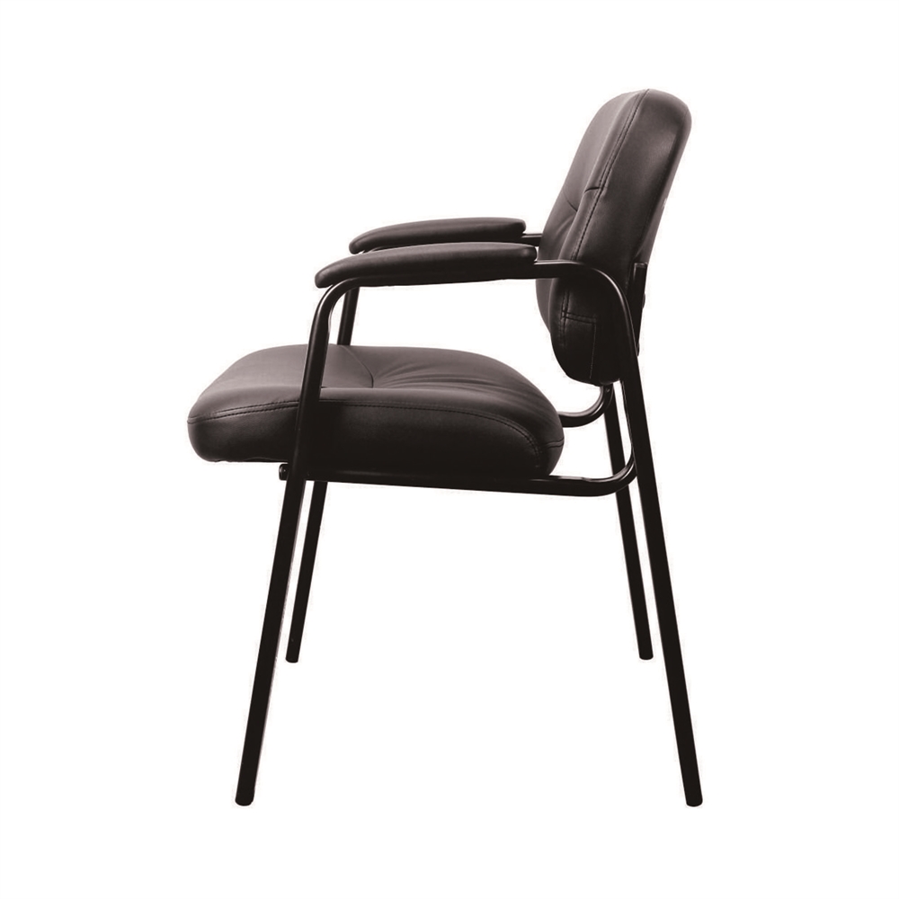 Leather Executive Side Chair with Padded Arms, Black. Picture 3