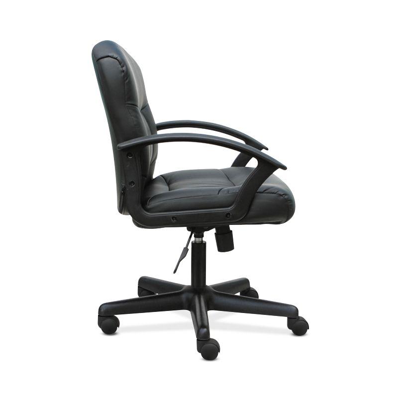 Sadie Mid-Back Task Chair- Fixed Armed Computer Chair for Office Desk, Black Leather (HVST303). Picture 3
