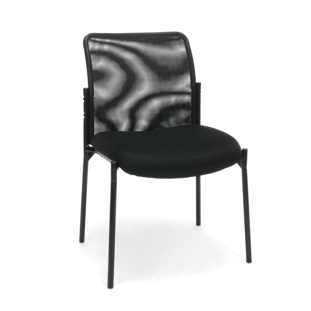 Essentials by OFM ESS-8000 Mesh Back Upholstered Armless Side Chair, Black. Picture 1