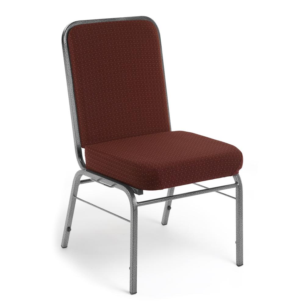 OFM Model 300-SV Fabric Stack Chair with Silver Vein Frame, Pinpoint Burgundy. The main picture.