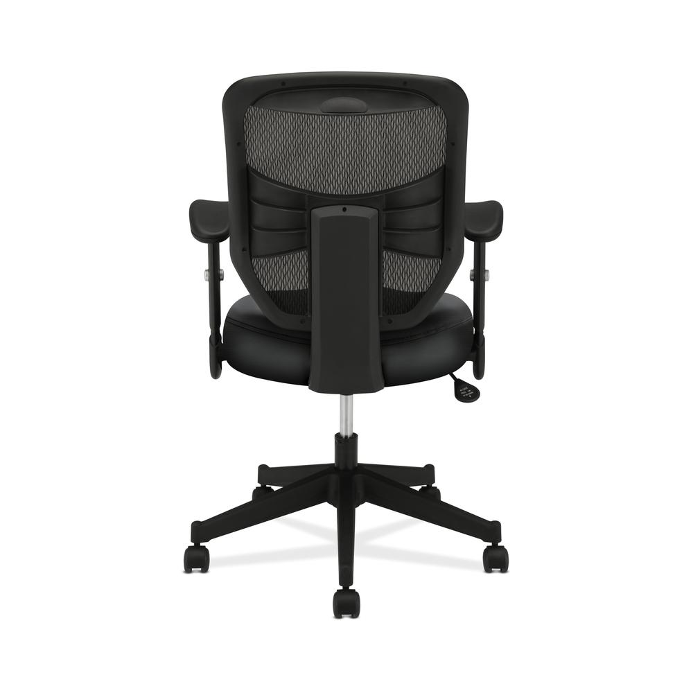HON Prominent Leather Task Chair - High Back Mesh Work Chair with Adjustable Arms, Black (HVL531). Picture 3