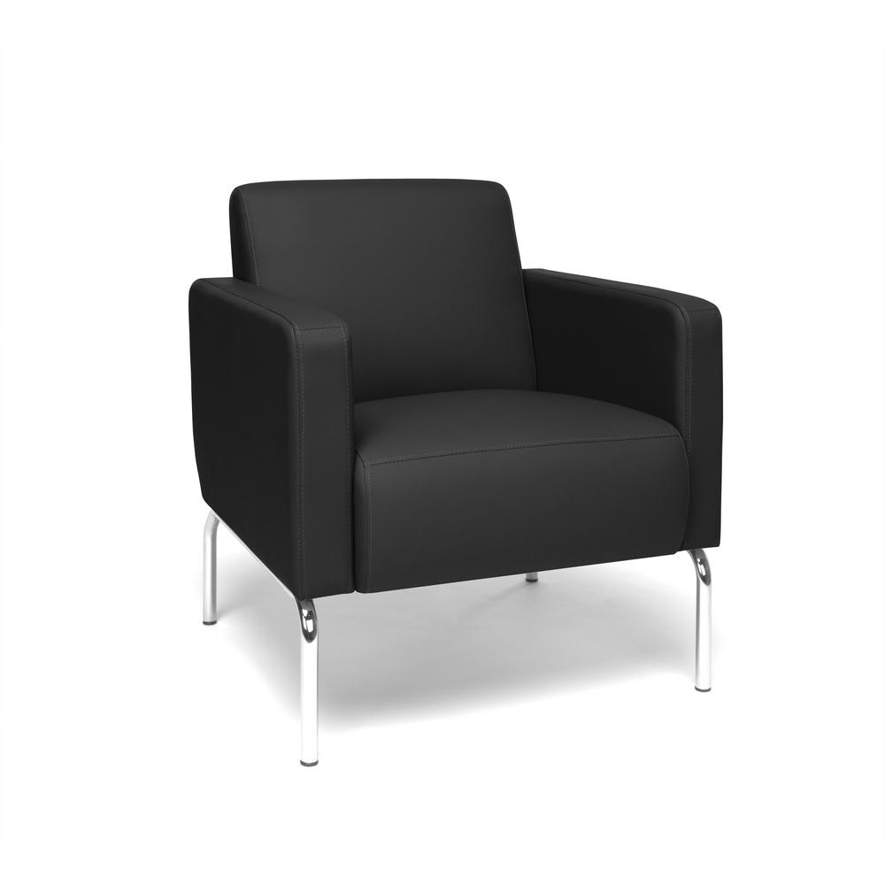 OFM Triumph Series Modular Lounge Chair with Arms, in Black (3002-PU606). The main picture.