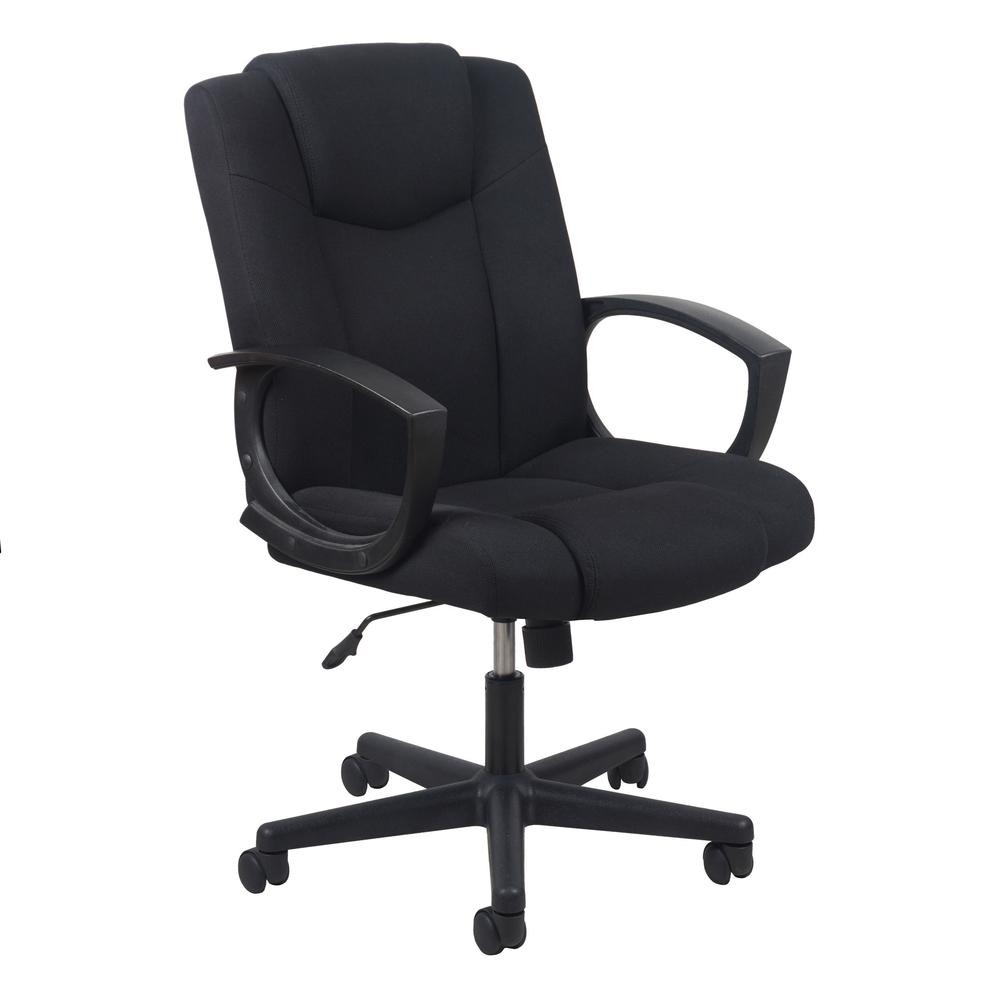 Essentials by OFM ESS-3080 Mid-Back Swivel Upholstered Task Chair, Black. Picture 1