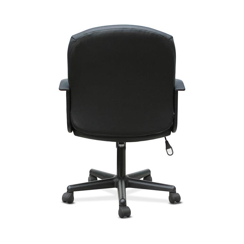 Sadie Mid-Back Task Chair- Fixed Armed Computer Chair for Office Desk, Black Leather (HVST303). Picture 2