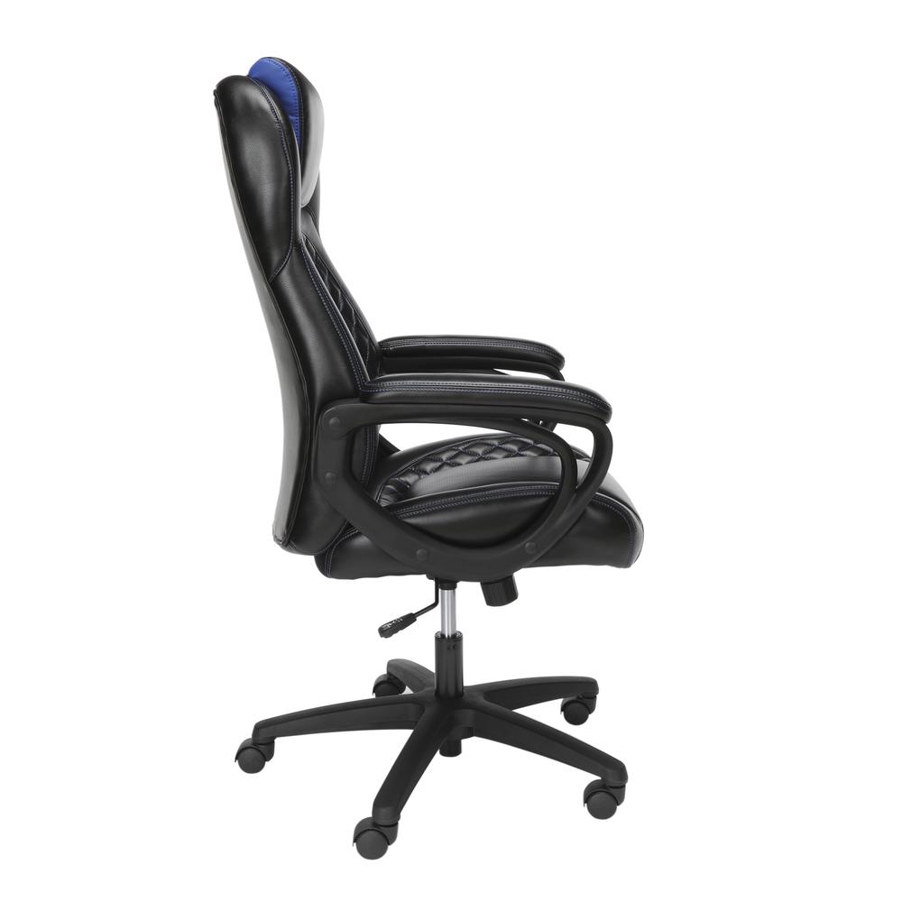 Essentials Collection Racing Style SofThread Leather High Back Office Chair, in Blue. Picture 4