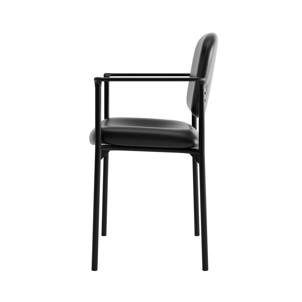 HON Scatter Guest Chair with Arms- Leather Stacking Office Furniture , Black (VL616). Picture 5