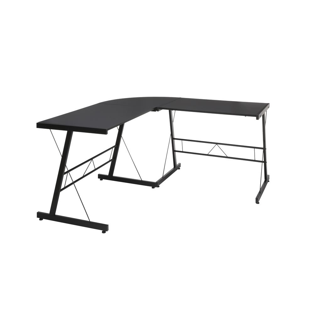 60 Metal Frame L Shaped Desk Corner Computer Desk In Black