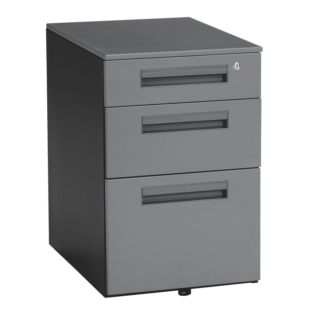 OFM Mesa Series Model 66300 Wheeled Mobile 3-Drawer Steel File Cabinet, Gray. Picture 1