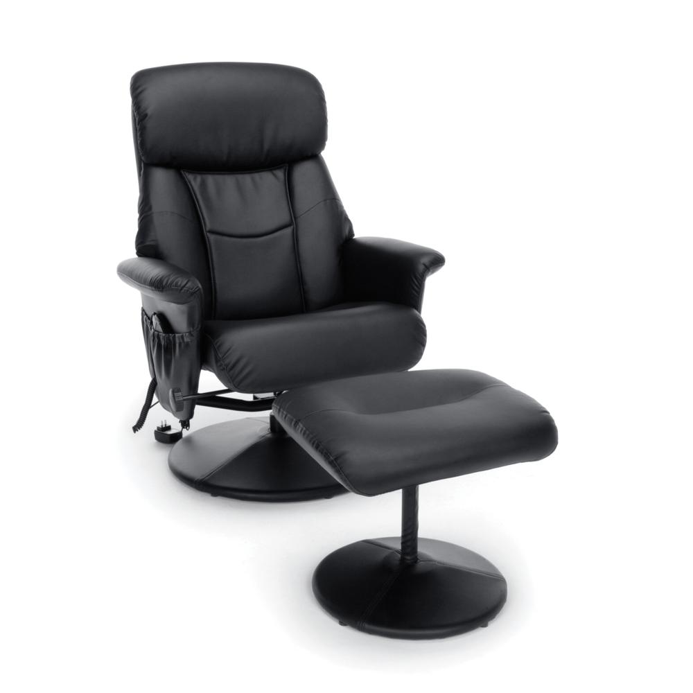 OFM ESS-7050M Heated Shiatsu Massage Bonded Leather Recliner and Ottoman. Picture 1