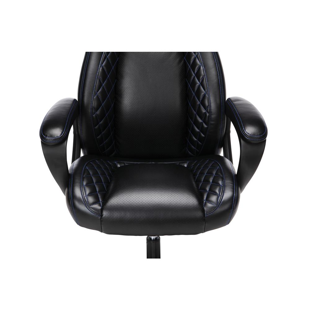 Essentials Collection Racing Style SofThread Leather High Back Office Chair, in Blue. Picture 9