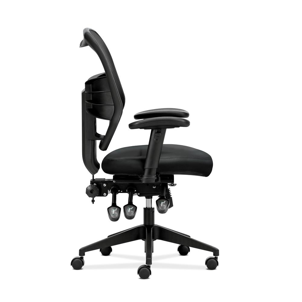 HON Prominent High Back Leather Task Chair - Mesh Computer Chair with Arms for Office Desk, Black (HVL532). Picture 4