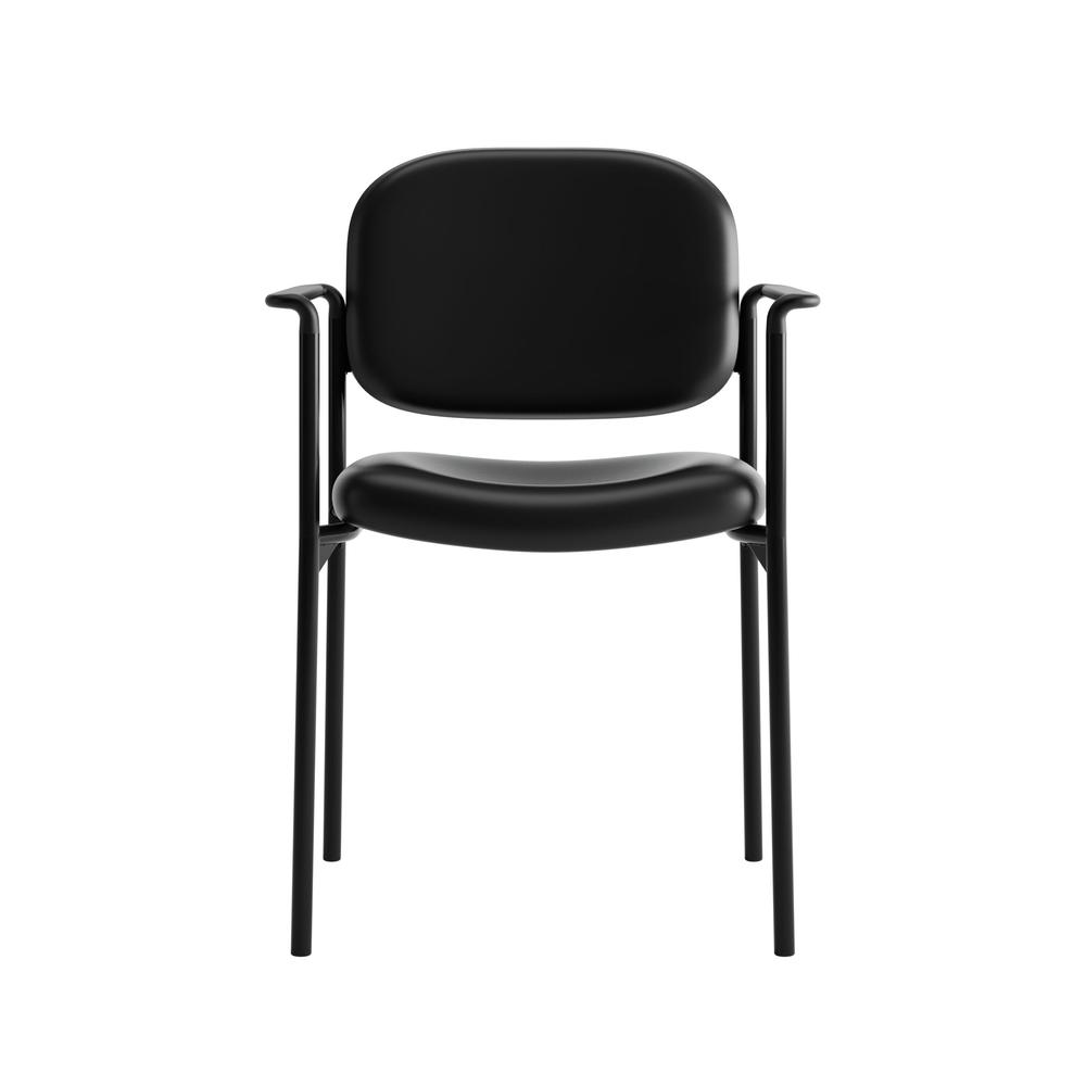 HON Scatter Guest Chair with Arms- Leather Stacking Office Furniture , Black (VL616). Picture 2