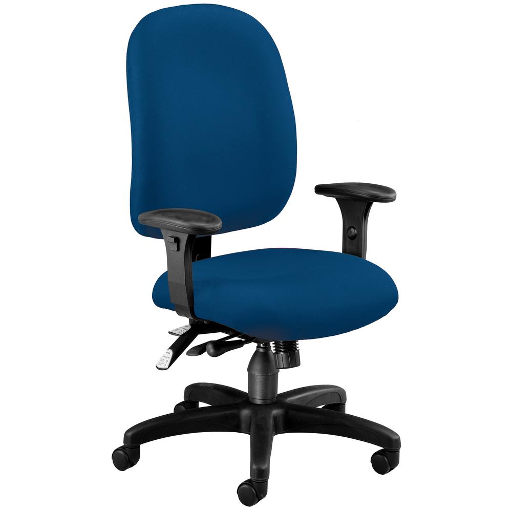 OFM Model 125 Ergonomic Task Chair with Arms, Fabric, Mid Back, Navy. Picture 1