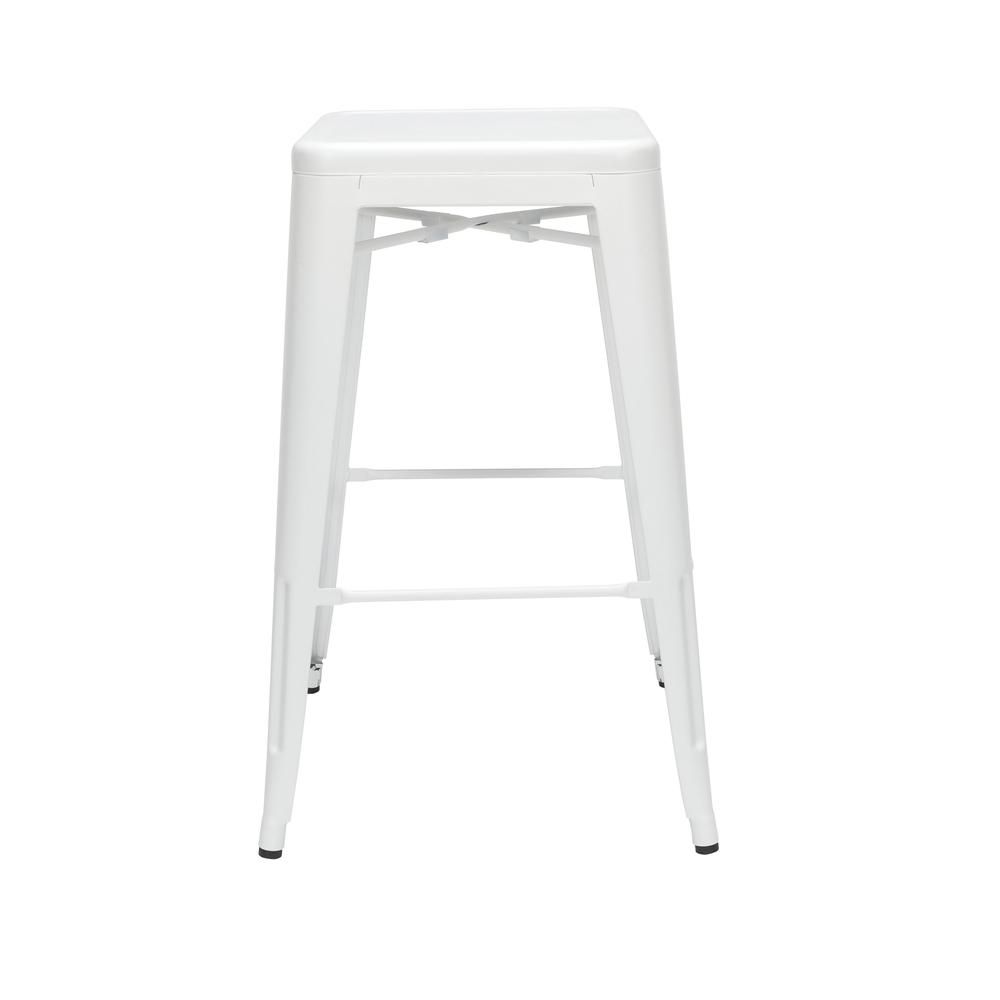 The OFM 161 Collection Industrial Modern 30" Backless Metal Bar Stools, 4 Pack, require no assembly, are stackable, and provide a roomy 15 square inches of seating surface. These counter height stools. Picture 5