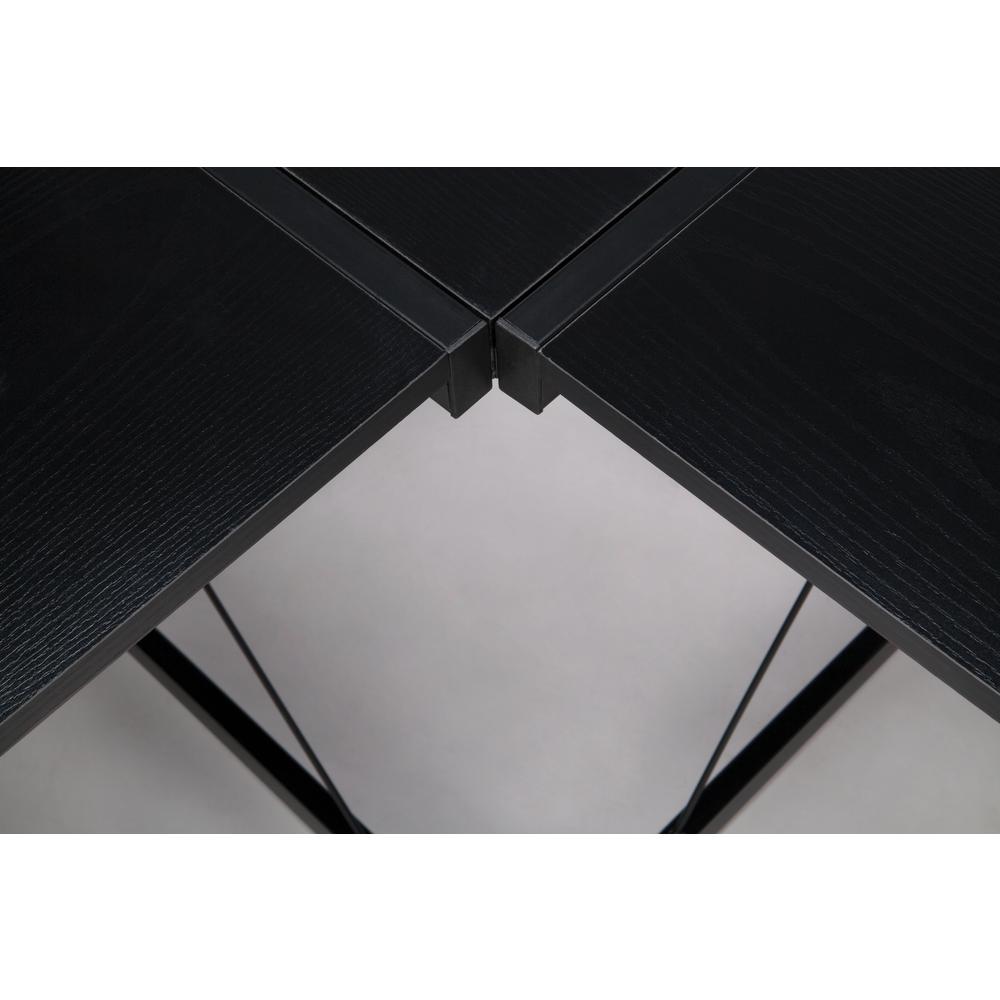 60" Metal Frame L-Shaped Desk, Corner Computer Desk, in Black. Picture 8