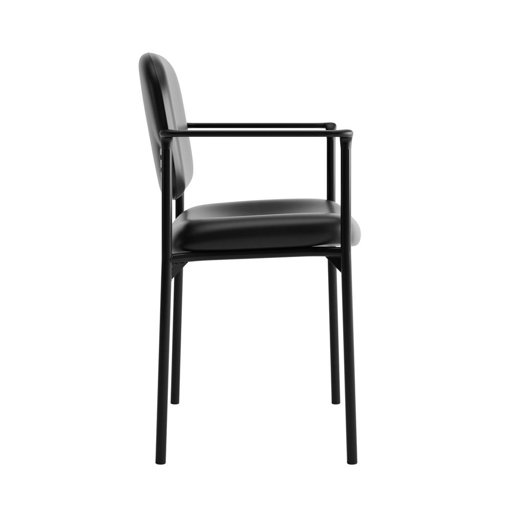 HON Scatter Guest Chair with Arms- Leather Stacking Office Furniture , Black (VL616). Picture 4
