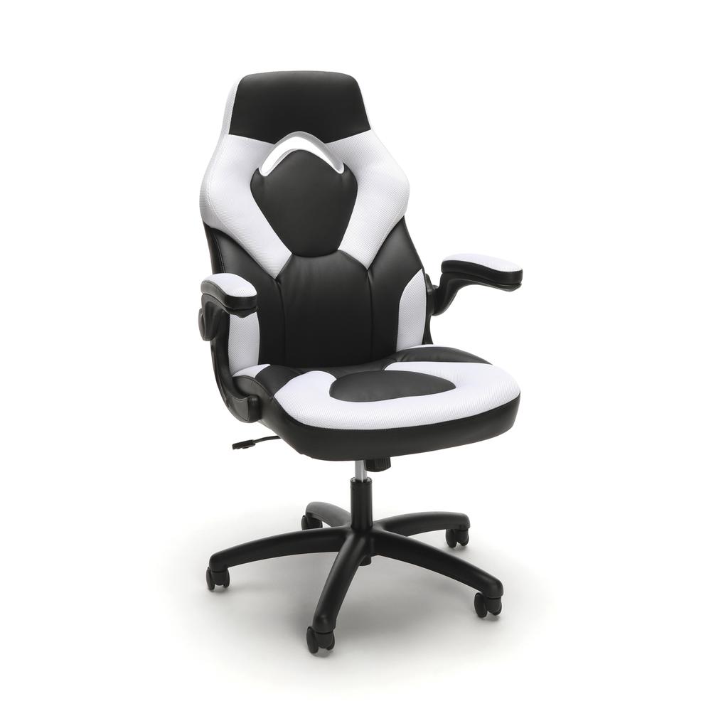 OFM Essentials Collection Racing Style Bonded Leather Gaming Chair, in White (ESS-3085-WHT). The main picture.