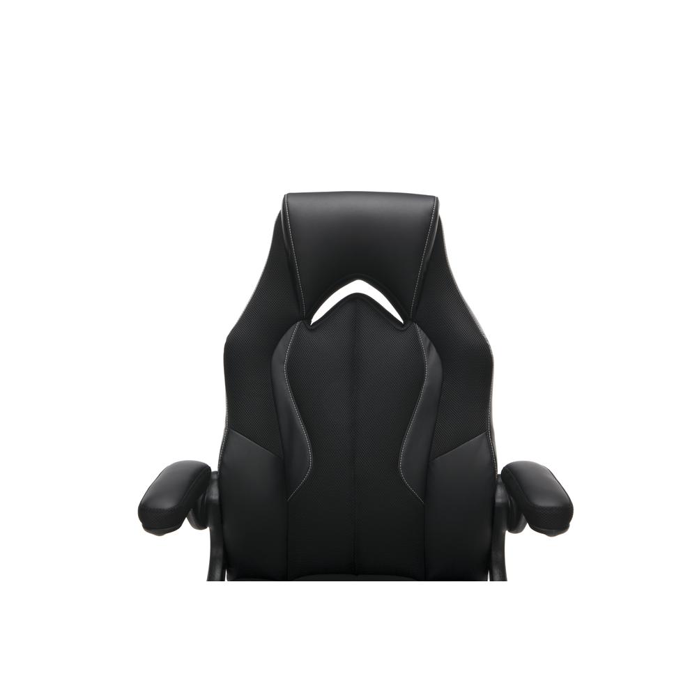 High-Back Racing Style Bonded Leather Gaming Chair, in Black. Picture 7
