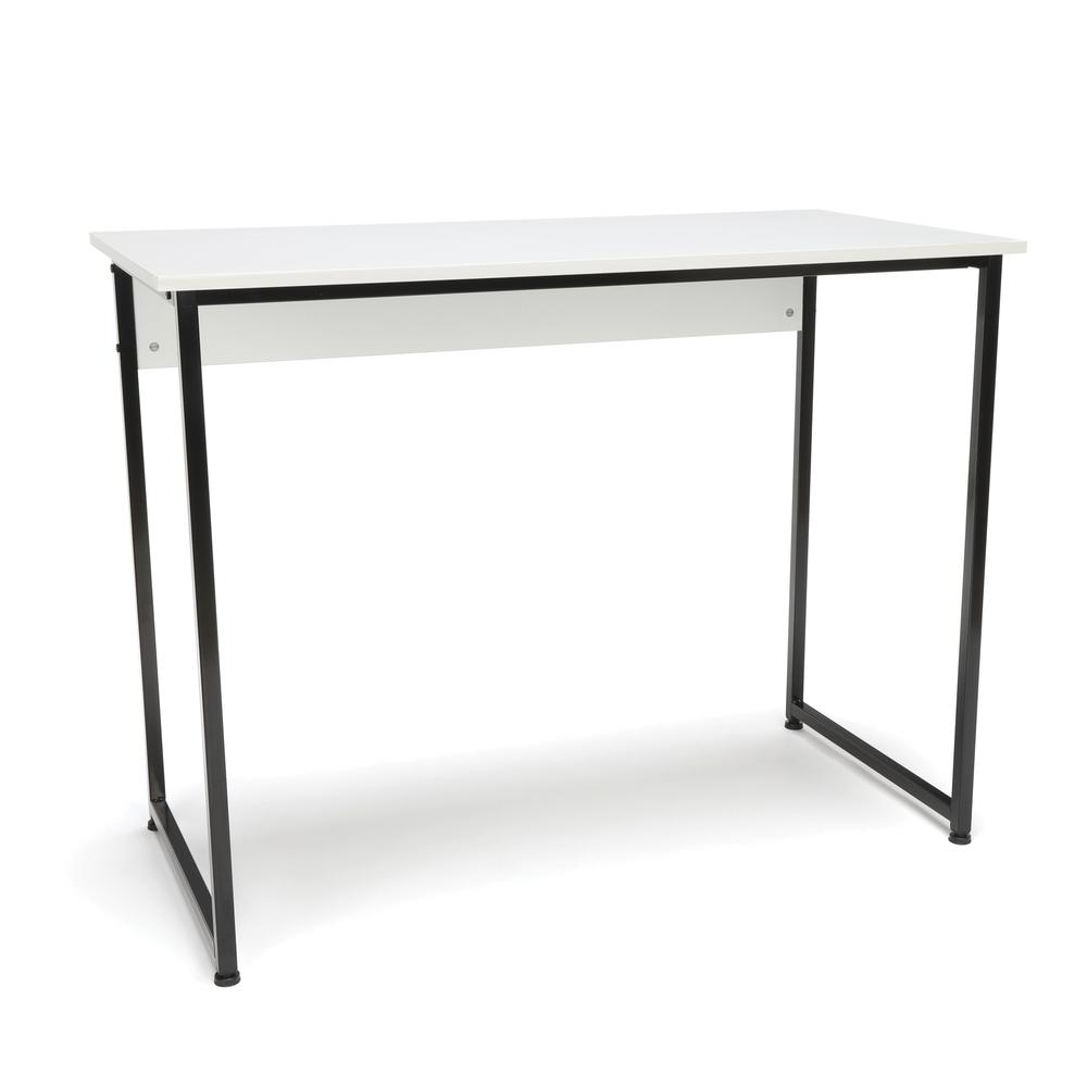 Office/Computer Desk and Workstation with Metal Legs, White with Black Frame. Picture 1