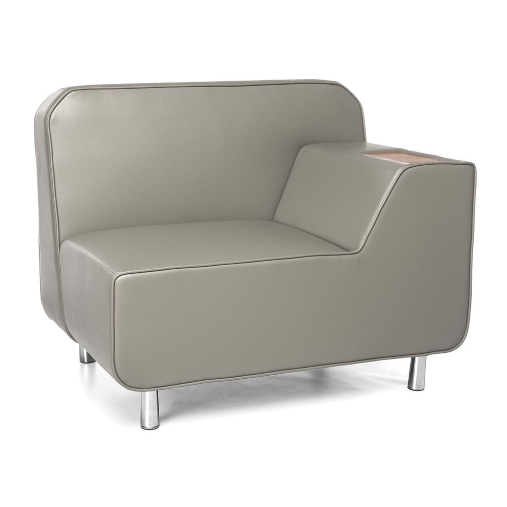 OFM Model 5000L Modular Left Arm Lounge Chair with Bronze Table, Taupe. Picture 1