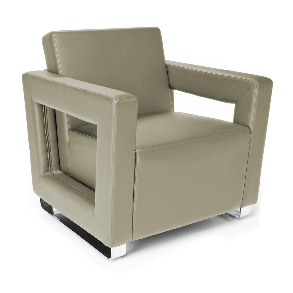 OFM  Model 831 Soft Seating Lounge Chair, Polyurethane, Taupe with Chrome Base. The main picture.