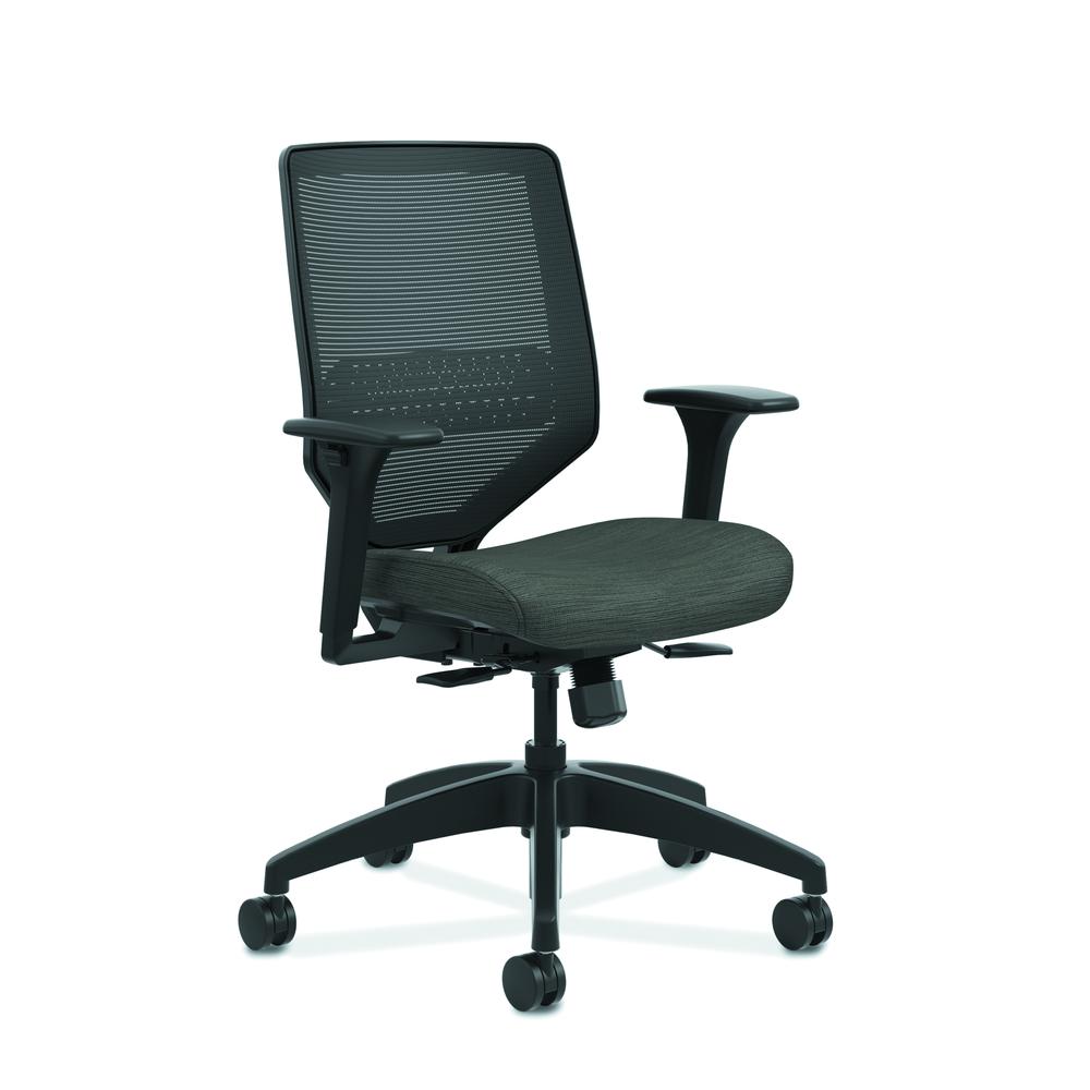 HON Solve Mid-Back Task Chair with Mesh Back and Adjustable Lumbar Support, in Ink (HSLVTMMKD). Picture 1