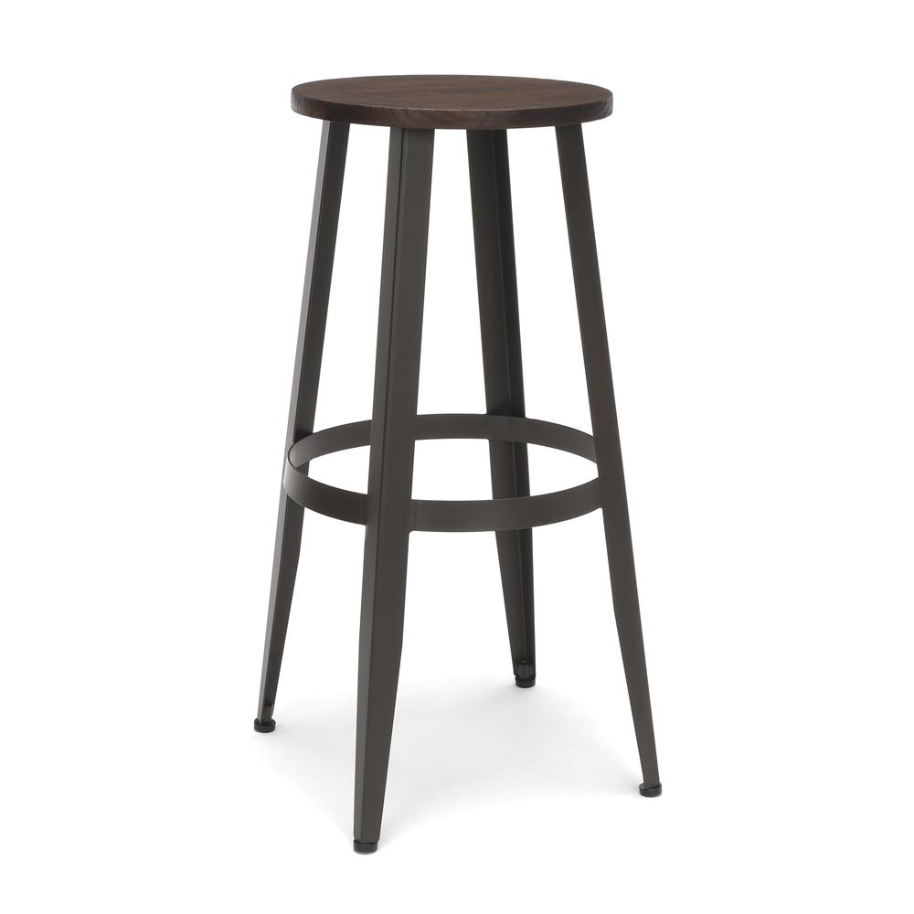 OFM Edge Series 30" Wood Stool - Backless Stool with Steel Foot Ring, Walnut (33930W-WLT). Picture 1