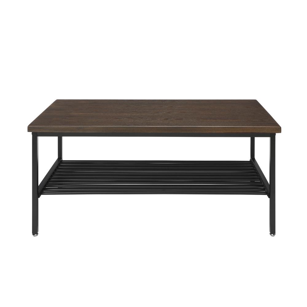 The OFM 161 Collection Industrial Modern Wood Top/Metal Frame Coffee Table with Metal Shelf blends easily in living rooms, recreational spaces, lobbies, and reception areas and provides the perfect pl. Picture 2