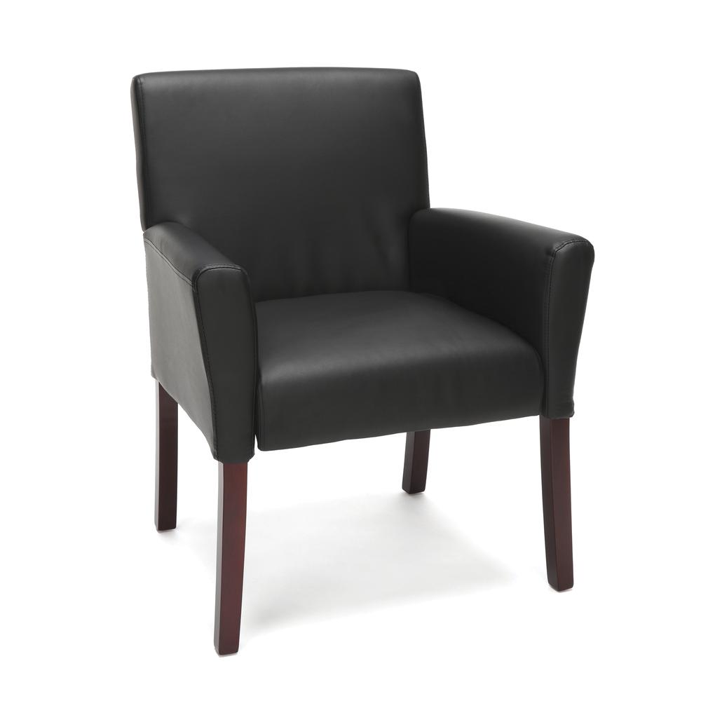 OFM ESS-9025 Bonded Leather Guest Chair with Arms and Wooden Legs. Picture 1