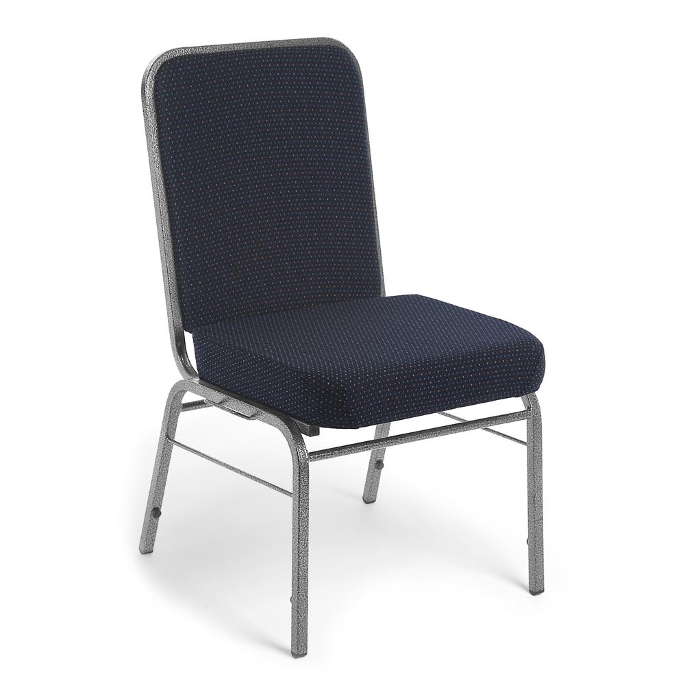 OFM Model 300-SV Fabric Stack Chair with Silver Vein Frame, Pinpoint Navy. The main picture.