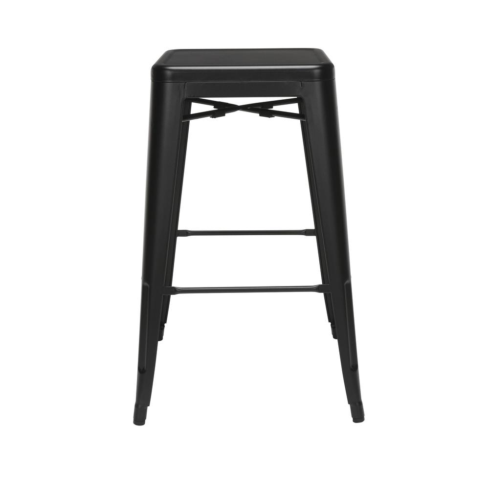 The OFM 161 Collection Industrial Modern 30" Backless Metal Bar Stools, 4 Pack, require no assembly, are stackable, and provide a roomy 15 square inches of seating surface. These counter height stools. Picture 2