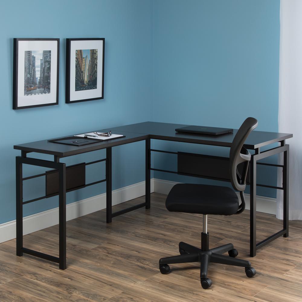 Essentials by OFM ESS-1020 L Desk with Metal Legs, Espresso with Black Frame. Picture 7