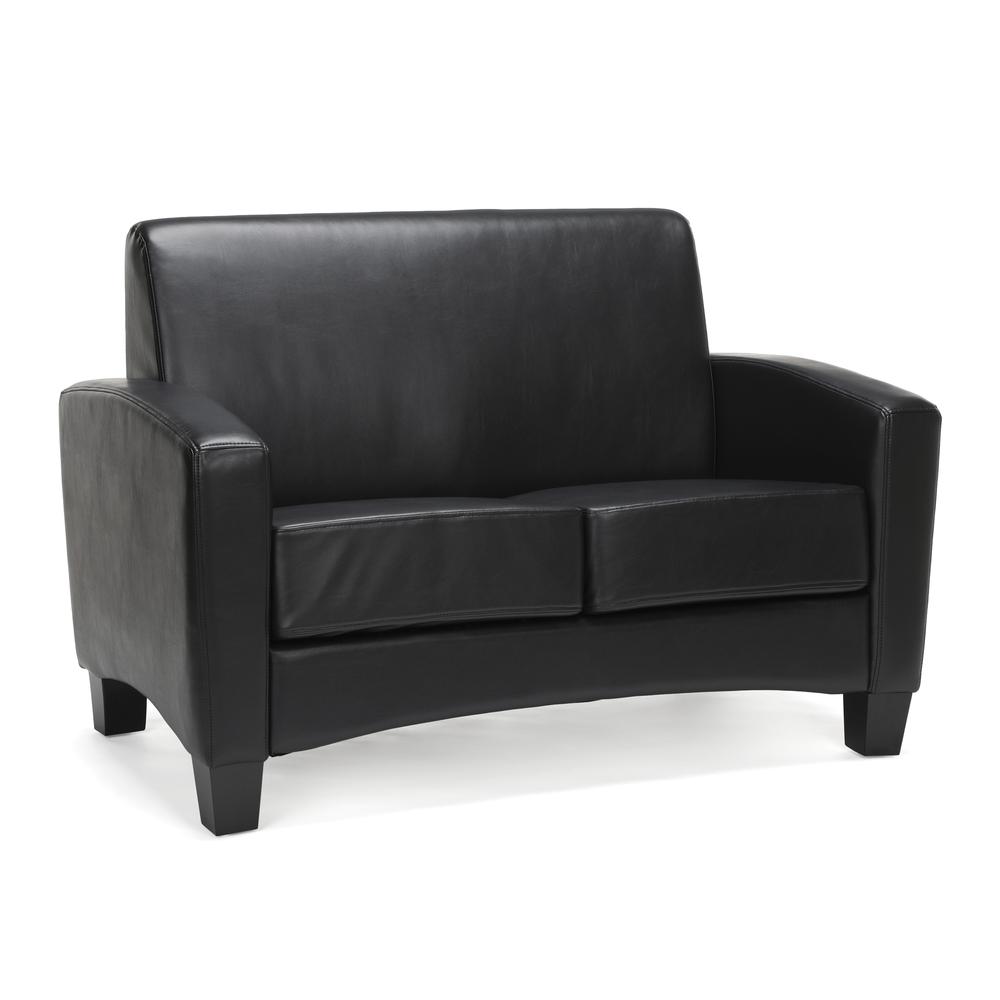 Essentials by OFM ESS-9051 Traditional Reception Loveseat, Black. Picture 1