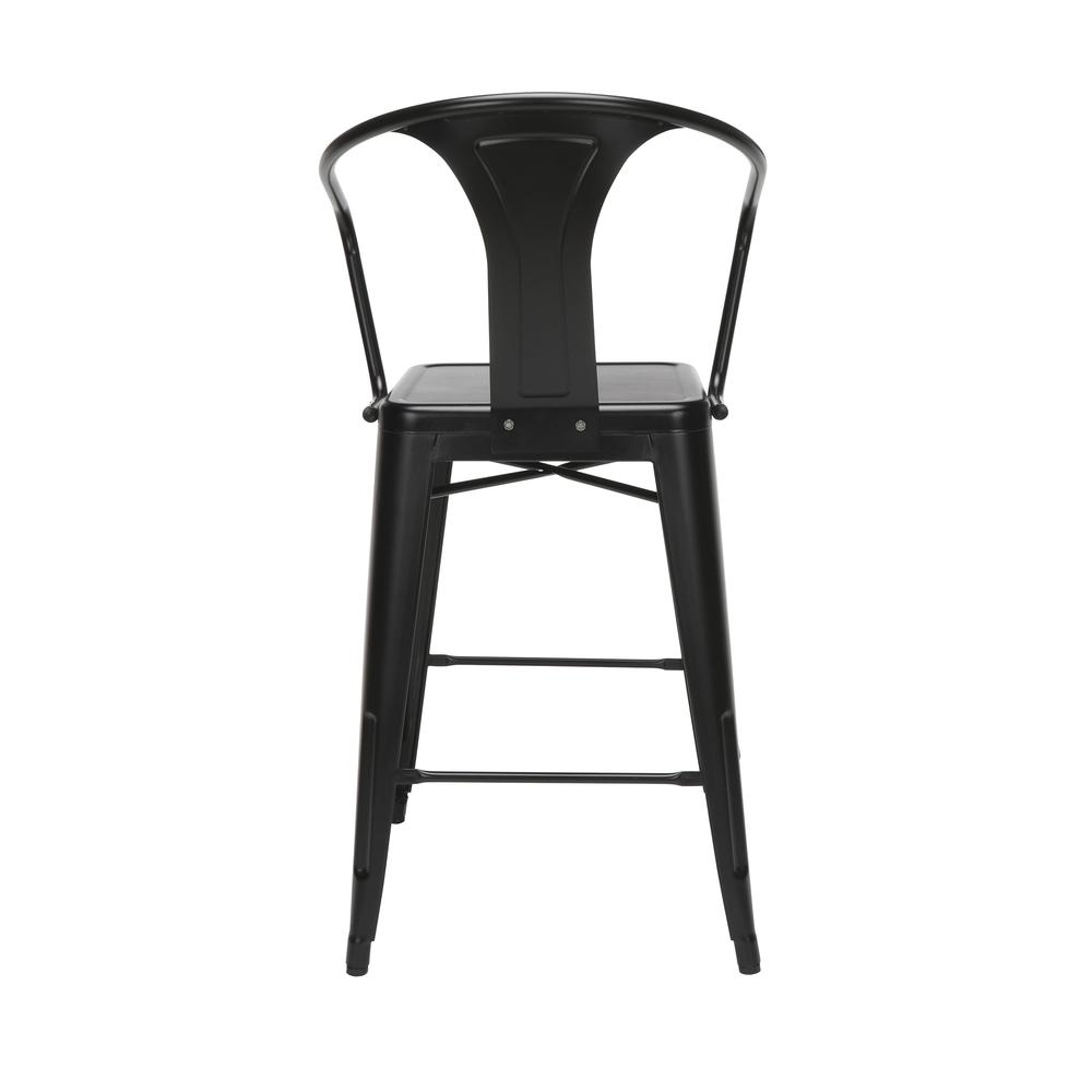 The OFM 161 Collection Industrial Modern 26" Mid Back Metal Arm Chair Stools, 4 Pack, provide a comfortable, yet sophisticated, counter height seating solution for cafe tables and bars, suitable for i. Picture 3