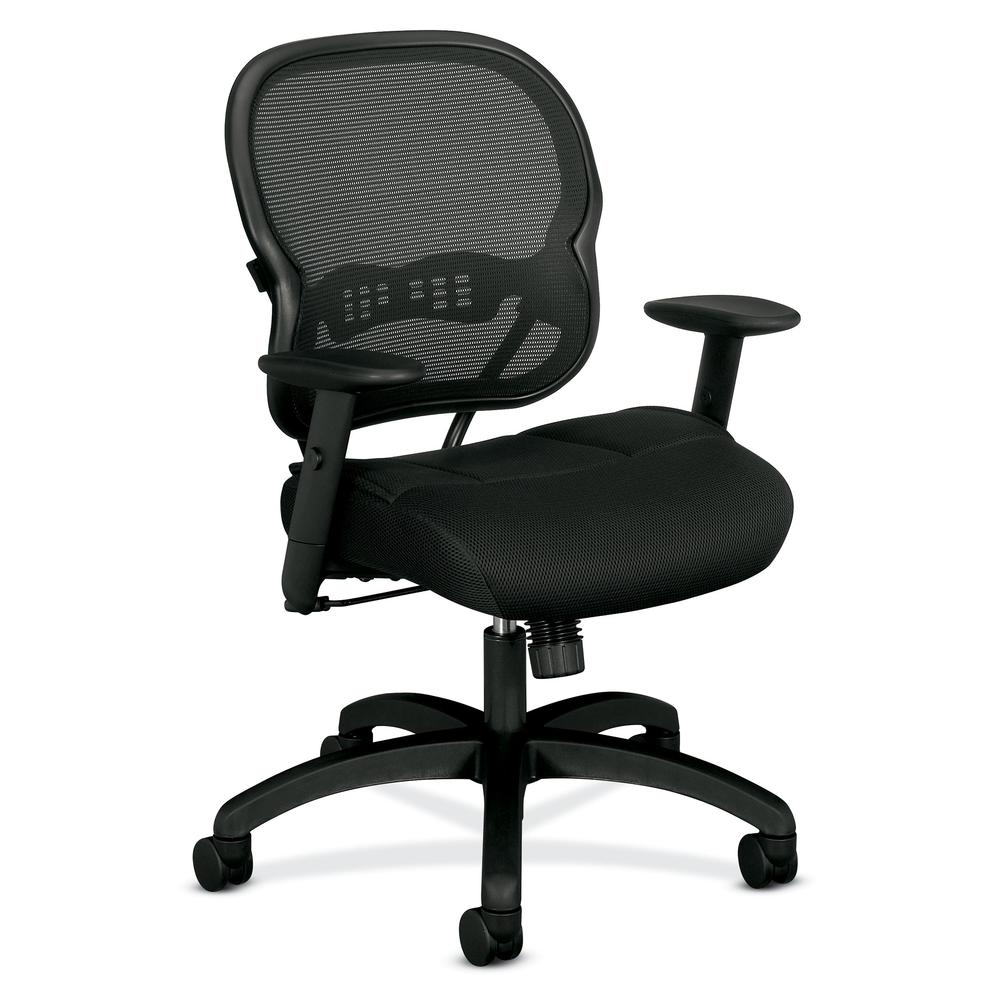 HON Wave Mid-Back Chair - Mesh Office or Computer Chair with Adjustable Arms, Black (VL712). Picture 1