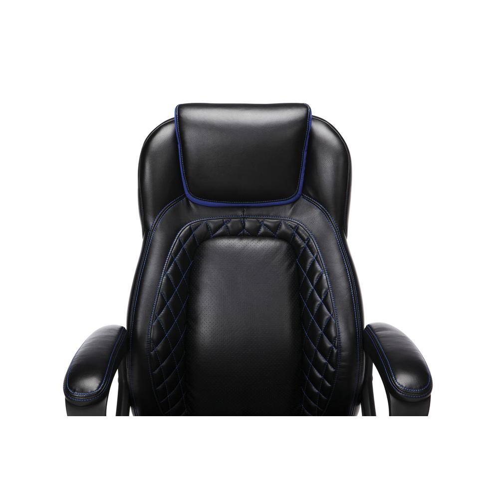 Essentials Collection Racing Style SofThread Leather High Back Office Chair, in Blue. Picture 10