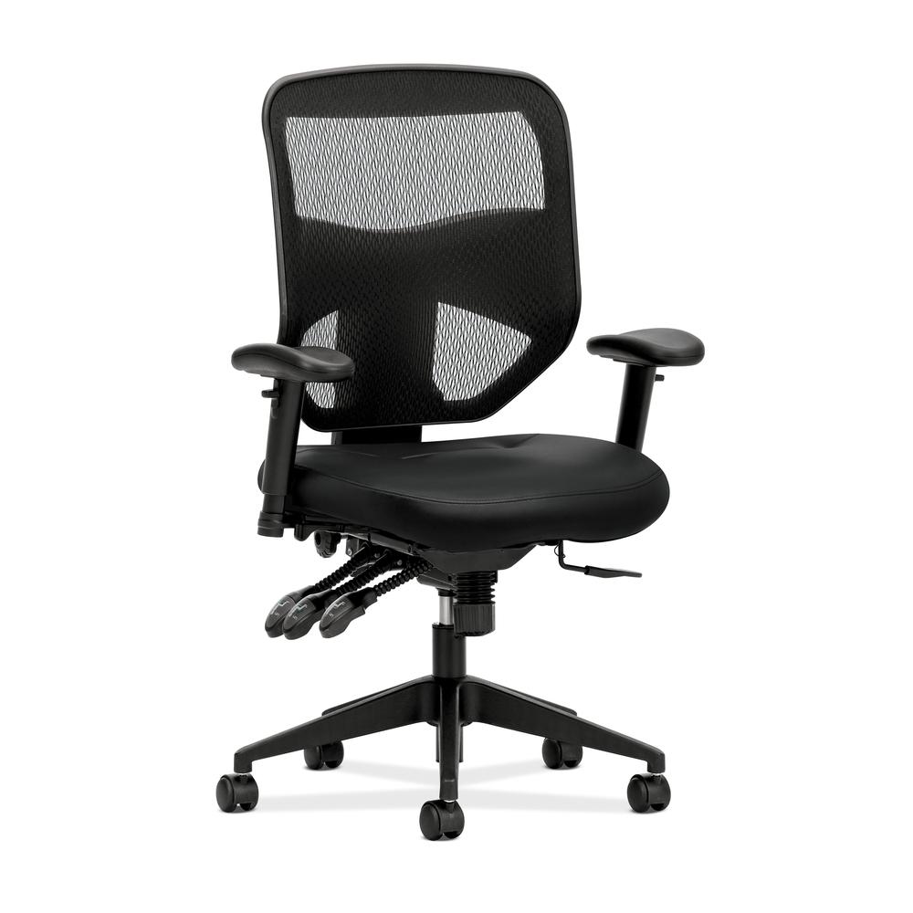HON Prominent High Back Leather Task Chair - Mesh Computer Chair with Arms for Office Desk, Black (HVL532). The main picture.