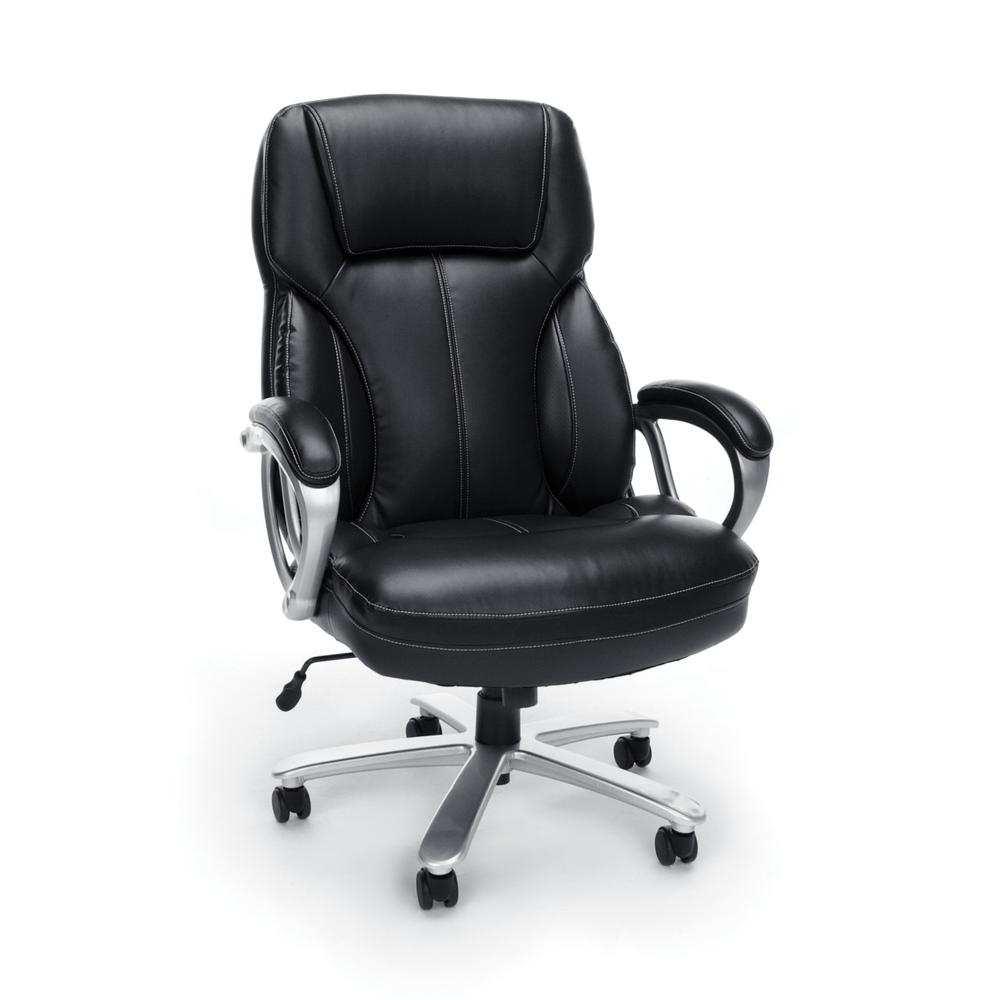 OFM ESS-202 Big and Tall Leather Office Chair with Arms/Silver. The main picture.