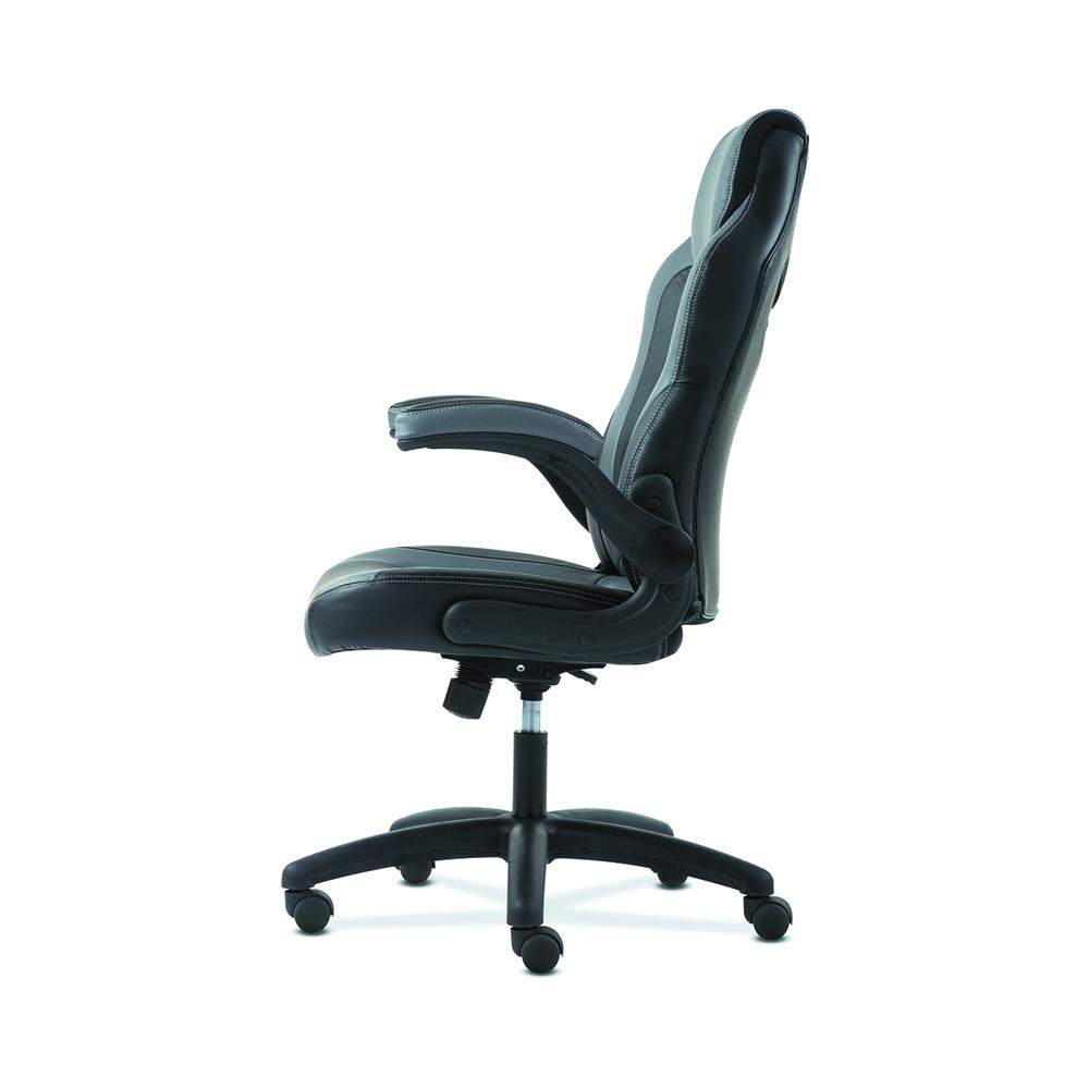 Sadie Racing Gaming Computer Chair- Flip-Up Arms, Black and Gray Leather (HVST911). Picture 3