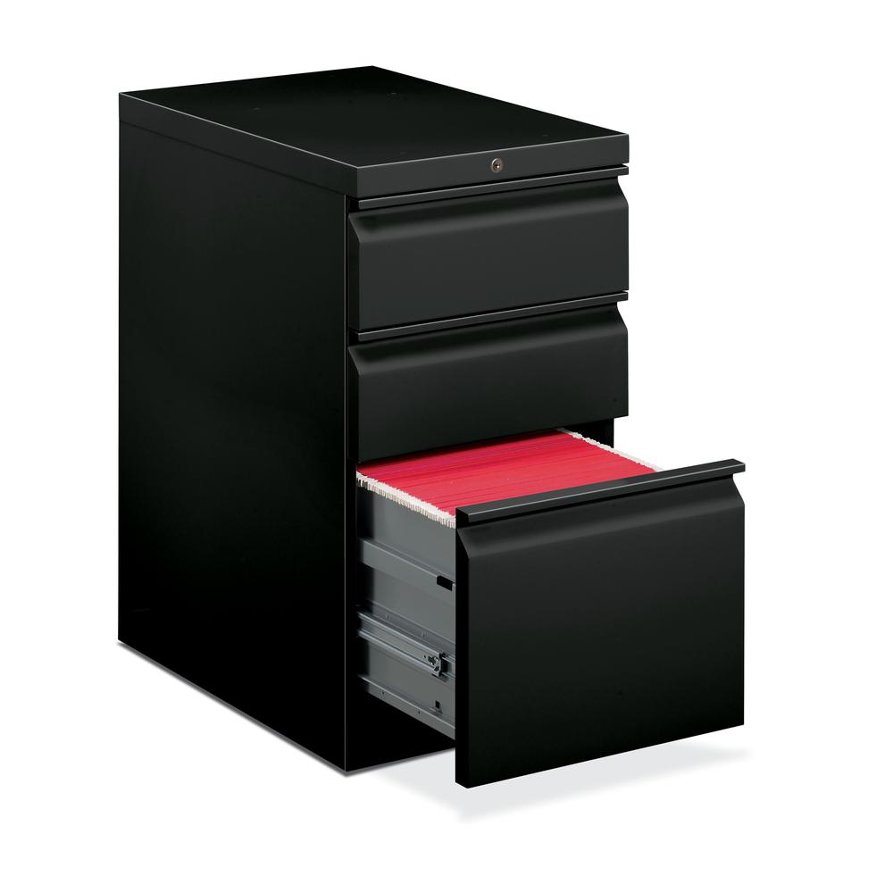 HON Brigade Mobile Pedestal File - Storage Pedestal with 1 File and 2 Box Drawers 22-7/8-Inch , Black (H33723R). Picture 1