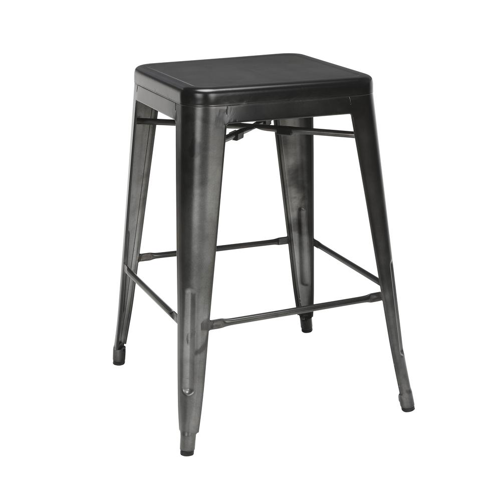 The OFM 161 Collection Industrial Modern 26" Backless Metal Bar Stools, 4 Pack, require no assembly, are stackable, and provide a roomy 15 square inches of seating surface. These counter height stools. The main picture.