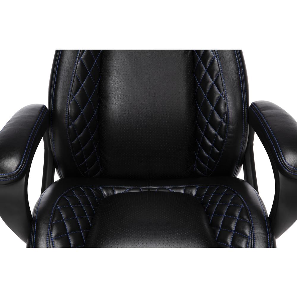 Essentials Collection Racing Style SofThread Leather High Back Office Chair, in Blue. Picture 7