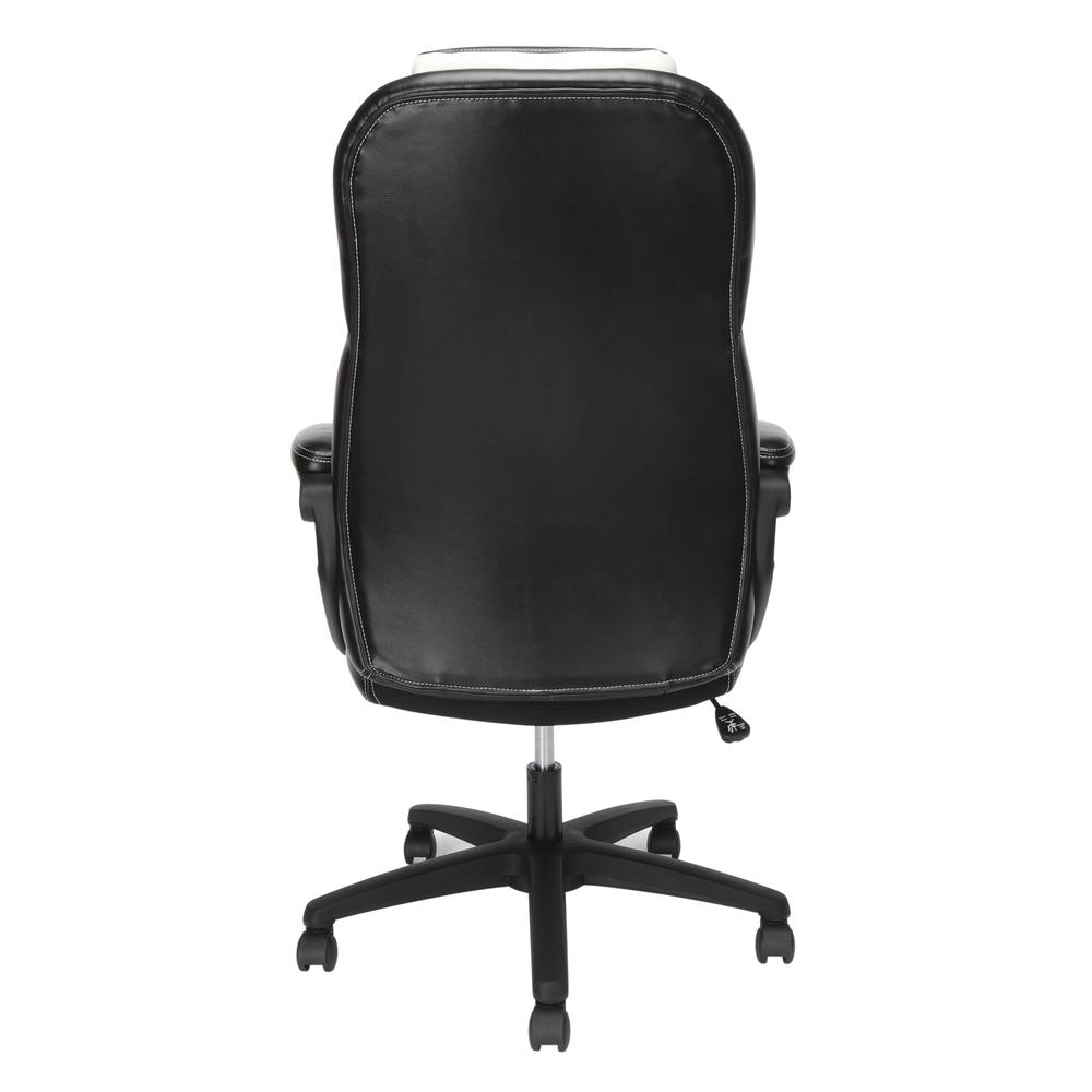 Essentials Collection Racing Style SofThread Leather High Back Office Chair, in White. Picture 3