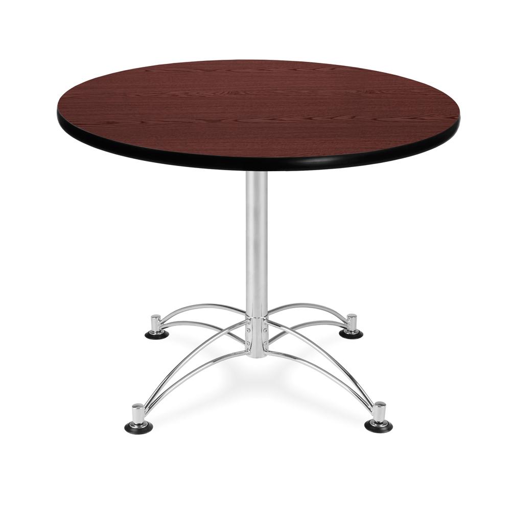 Multi-Purpose Table with Chrome-Plated Steel Base, Mahogany. Picture 1